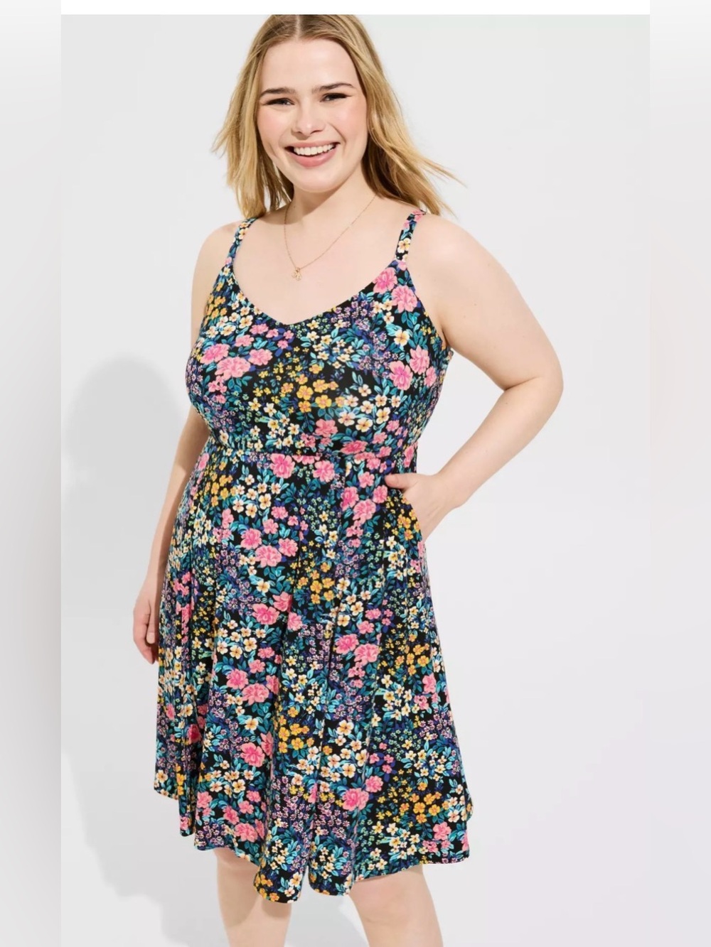 Torrid Mini Super Soft Tank Skater Dress Floral size 2X